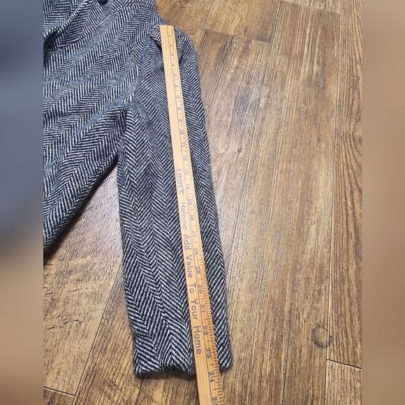 Herringbone Coat Blazer Black and White Pure Wool Button Size 9/10 (Medium) - Picture 10 of 14